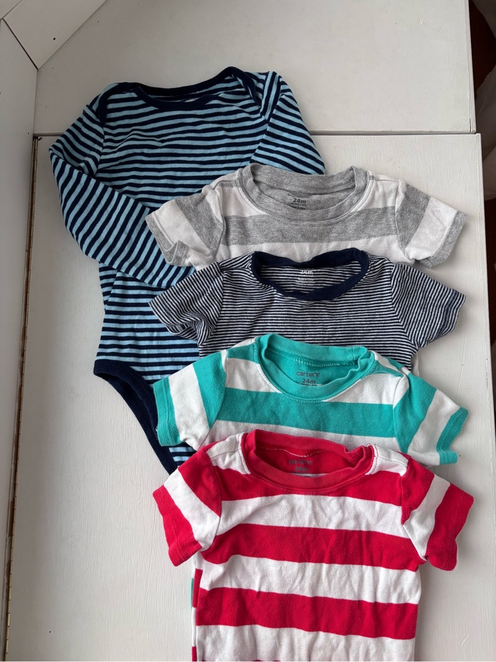 Carter's Striped Short Sleeve Tees & Bodysuit — Navy, Gray, Teal, Black, Red
